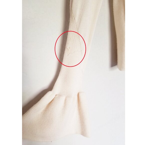 Veronica Beard 100% Merino Wool Turtleneck Tol Bell Sleeve Sweater S Cream Ivory - Picture 10 of 13